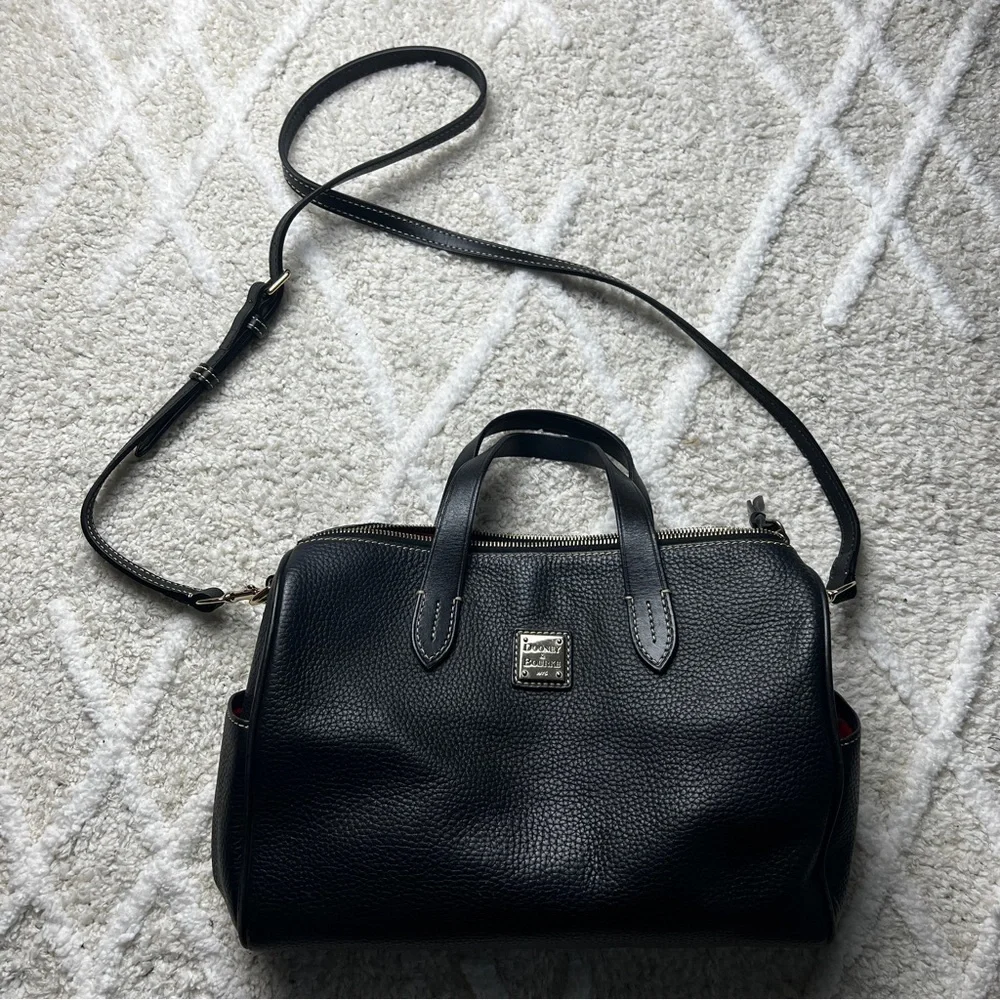 Dooney and Bourke Olivia Leather Satchel Black and Red Shoulder Bag - Picture 1 of 7